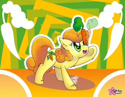 Size: 3300x2550 | Tagged: safe, artist:clouddg, carrot top, golden harvest, earth pony, pony, g4, balancing, carrot, cute, cutie top, female, high res, ponies balancing stuff on their nose, solo