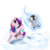 Size: 2400x2400 | Tagged: dead source, safe, artist:captainpudgemuffin, princess cadance, bird, emperor penguin, penguin, g4, chick, clothes, cute, cutedance, high res, magic, scarf, snow