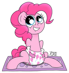 Size: 878x936 | Tagged: safe, artist:jay muniz, pinkie pie, g4, diaper, female, non-baby in diaper, poofy diaper, solo