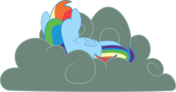 Size: 3000x1567 | Tagged: safe, artist:ruinedomega, rainbow dash, g4, testing testing 1-2-3, cloud, female, ponyscape, sad, simple background, solo, transparent background, vector