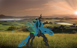 Size: 1920x1200 | Tagged: source needed, safe, artist:chrysalislover, queen chrysalis, changeling, changeling queen, g4, female, irl, photo, ponies in real life, solo, sunset, tuscany