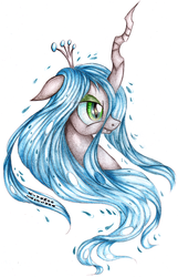 Size: 2544x3944 | Tagged: dead source, safe, artist:vird-gi, queen chrysalis, g4, female, high res, solo, traditional art