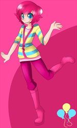 Size: 600x999 | Tagged: safe, artist:underwaterteaparty, pinkie pie, human, g4, boots, bubble berry, gumboots, humanized, rain boots, rubber boots, rule 63, shoes, solo, wellies