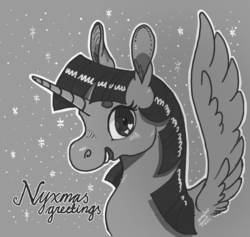 Size: 1280x1215 | Tagged: safe, artist:spectralunicorn, twilight sparkle, alicorn, pony, g4, female, mare, monochrome, solo, twilight sparkle (alicorn)