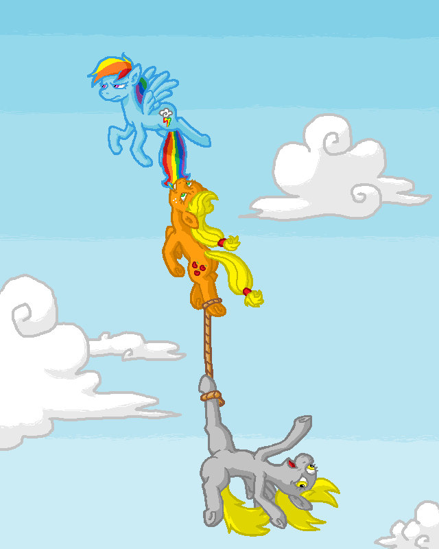 #595141 - safe, artist:rawrienstein, applejack, derpy hooves, rainbow ...