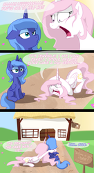 Size: 1080x1983 | Tagged: safe, artist:lunarcakez, princess celestia, princess luna, comic:the cake, g4, cakelestia, celestiabuse, cewestia, comic, cute, dentist, filly, karma, pink-mane celestia, portal (valve), the cake is a lie, woona