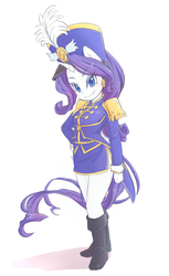 Size: 600x980 | Tagged: safe, artist:mow, rarity, anthro, g4, testing testing 1-2-3, ambiguous facial structure, ancient wonderbolts uniform, boots, clothes, female, hat, pixiv, sgt. rarity, shako, shoes, simple background, solo, uniform, white background