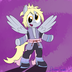 Size: 2000x2000 | Tagged: safe, artist:dreamsnake, derpy hooves, pegasus, pony, g4, crossover, female, mare, sheena fujibayashi, solo, tales of series, tales of symphonia
