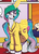 Size: 433x599 | Tagged: safe, artist:andy price, idw, kibitz, princess celestia, alicorn, pony, g4, spoiler:comic, bathrobe, bed mane, clothes, coffee mug, female, i hate mondays, male, mare, mug, robe, stallion