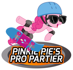 Size: 6263x6000 | Tagged: safe, artist:masem, pinkie pie, g4, testing testing 1-2-3, .svg available, absurd resolution, female, helmet, parody, simple background, skateboard, solo, sunglasses, tony hawk's pro skater, transparent background, vector