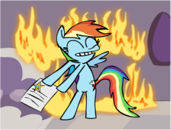 Size: 556x422 | Tagged: artist needed, source needed, safe, rainbow dash, g4, testing testing 1-2-3, female, fire, male, parody, solo, the simpsons