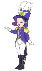 Size: 710x1200 | Tagged: safe, artist:carnifex, rarity, human, g4, testing testing 1-2-3, ancient wonderbolts uniform, boots, clothes, female, hat, high heel boots, humanized, pants, sgt. rarity, shako, shoes, solo, uniform