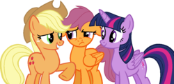 Size: 1066x521 | Tagged: safe, artist:dreamcasterpegasus, applejack, scootaloo, twilight sparkle, alicorn, pony, g4, female, mare, older, twilight sparkle (alicorn)