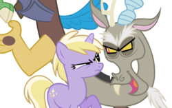 Size: 1143x720 | Tagged: safe, artist:dreamcasterpegasus, dinky hooves, discord, g4, older