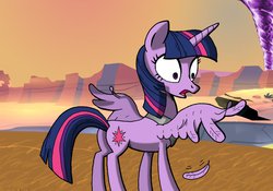 Size: 1067x748 | Tagged: safe, artist:hap-sunshine, twilight sparkle, alicorn, pony, g4, desert, fanfic, fanfic art, feather, female, future, jakethearmyguy, mare, noble jury, older, solo, twilight sparkle (alicorn)