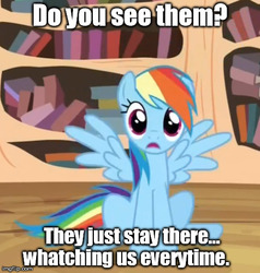 Size: 480x505 | Tagged: safe, edit, edited screencap, screencap, rainbow dash, g4, testing testing 1-2-3, female, image macro, looking at you, meme, misspelling, solo