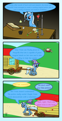 Size: 1400x2708 | Tagged: safe, artist:123turtleshell, flam, flim, trixie, pony, unicorn, g4, leap of faith, alchemy, comic, female, flim flam brothers, male, mare, potion, running away, stallion, tonic, trixiebuse, wagon