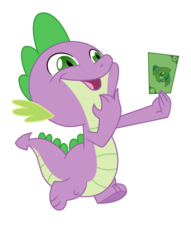 Size: 550x720 | Tagged: safe, artist:bradleyeighth, artist:pixelsofsin, spike, g4, currency, male, simple background, solo, transparent background, twiface, vector