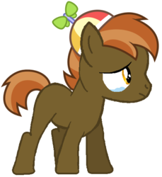 Size: 487x532 | Tagged: safe, artist:dreamcasterpegasus, button mash, earth pony, pony, g4, blank flank, colt, crying, foal, hat, hooves, male, propeller hat, simple background, solo, transparent background