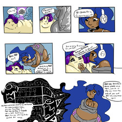 Size: 2000x2000 | Tagged: safe, artist:magicstraw, princess luna, rarity, human, g4, bbw, comic, dream, dream walker luna, fat, high res, humanized, morbidly obese, muffin top, obese, princess moonpig, raritubby