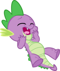 Size: 3014x3573 | Tagged: safe, artist:porygon2z, spike, friendship is magic, g4, my little pony: friendship is magic, eyes closed, high res, laughing, male, open mouth, simple background, solo, transparent background, vector