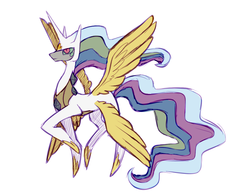 Size: 900x700 | Tagged: safe, artist:sylvaur, princess celestia, arceus, g4, female, fusion, pokémon, solo