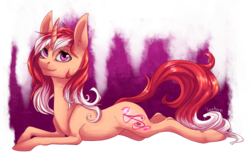 Size: 1666x1051 | Tagged: safe, artist:weird--fish, oc, oc only, pony, unicorn, lying down, prone, smiling, solo