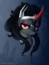 Size: 900x1200 | Tagged: safe, artist:evehly, king sombra, pony, unicorn, g4, bust, female, mare, portrait, queen umbra, rule 63, solo, stupid sexy sombra