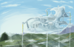 Size: 3500x2250 | Tagged: safe, artist:machstyle, g4, cloudsdale, high res, scenery