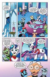Size: 636x978 | Tagged: safe, idw, official comic, crystal wit, lexicon, shining armor, twilight sparkle, alicorn, crystal pony, pony, friends forever #4, g4, my little pony: friends forever, spoiler:comic, atlantid, cameo, caryatid, charles carson, colored hooves, comic, crystal empire, downton abbey, dr. forrester, female, glasses, idw advertisement, luigi, male, mare, mario, mystery science theater 3000, pearl forrester, ponified, preview, speech bubble, stallion, super mario bros., tv's frank, twilight sparkle (alicorn)