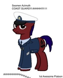 Size: 416x515 | Tagged: safe, artist:ethanchang, oc, oc only, oc:azimuth, coast guard, military, military bronies, military uniform, solo