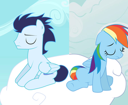 Size: 1024x838 | Tagged: safe, artist:rulette, rainbow dash, soarin', g4, female, male, sad, ship:soarindash, shipping, straight