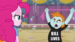 Size: 960x540 | Tagged: safe, pinkie pie, snips, equestria girls, g4, balloon, bill the cat, bloom county, meme, snips shirt