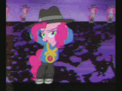Size: 960x720 | Tagged: safe, screencap, pinkie pie, pony, g4, season 4, testing testing 1-2-3, '90s, 4:3, 4:3 aspect ratio, 80s, alarm clock, animated, bipedal, bling, clothes, dancing, don't copy that floppy, female, hip hop, hoodie, music video, pose, rap, rapper pie, sneakers, solo, sweatpants