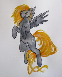 Size: 1050x1300 | Tagged: safe, artist:batwitch, derpy hooves, pegasus, pony, g4, female, mare, solo, traditional art