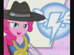 Size: 960x720 | Tagged: safe, screencap, doctor whooves, goldengrape, pinkie pie, sir colton vines iii, time turner, earth pony, pony, g4, season 4, testing testing 1-2-3, '90s, 4:3, 4:3 aspect ratio, alarm clock, animated, backwards ballcap, baseball cap, bling, clothes, dancing, gif, hat, headbob, hip hop, hoodie, jacket, jeans, letterboxing, male, music video, pose, rap, rapper pie, sneakers, sports visor, stallion, sweatpants, symbol, tank top, underwear, wonderbolts logo
