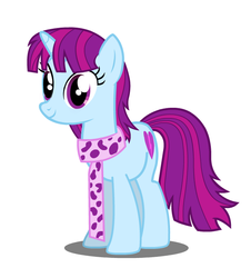 Size: 638x707 | Tagged: artist needed, safe, mystery mint, pony, equestria girls, g4, alternate design, background human, clothes, equestria girls ponified, female, heart struck, ponified, scarf, solo