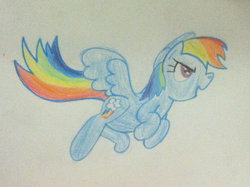 Size: 1024x765 | Tagged: safe, artist:toon-n-crossover, rainbow dash, g4, colored pencil drawing, female, photography, solo, traditional art