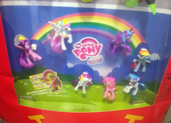 Size: 693x500 | Tagged: safe, dj pon-3, fluttershy, pinkie pie, princess celestia, princess luna, rainbow dash, rarity, twilight sparkle, vinyl scratch, alicorn, pony, g4, female, mare, mcdonald's, mcdonald's happy meal toys, toy, twilight sparkle (alicorn)