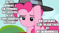 Size: 480x269 | Tagged: safe, artist:dtavs.exe, screencap, pinkie pie, g4, testing testing 1-2-3, aalewis, euphoric, fedora shaming, female, image macro, meme, solo