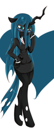 Size: 372x877 | Tagged: safe, artist:3dayhanged, queen chrysalis, changeling, changeling queen, anthro, g4, business suit, businessalis, clothes, female, formal, glasses, heart, necktie, pixiv, solo, suit