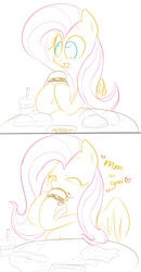 Size: 788x1512 | Tagged: safe, artist:dotkwa, fluttershy, g4, burger, comic, eating, fast food, fat, table