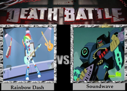 Size: 956x684 | Tagged: safe, rainbow dash, equestria girls, g4, guitar centered, my little pony equestria girls: rainbow rocks, death battle, exploitable meme, meme, soundwave, transformers, transformers animated