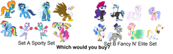 Size: 2248x704 | Tagged: safe, caesar, count caesar, fancypants, fleetfoot, fleur-de-lis, fluttershy, gilda, lilac sky, pinkie pie, prince blueblood, rainbow dash, rarity, royal ribbon, sapphire shores, soarin', spitfire, spring step, sunlight spring, griffon, g4, bronybait, idea, question, stock vector, would you buy this