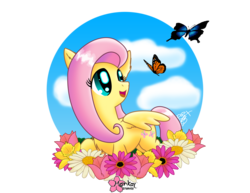 Size: 3300x2550 | Tagged: safe, artist:clouddg, fluttershy, butterfly, pegasus, pony, g4, female, flower, high res, solo