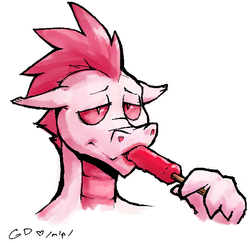 Size: 697x678 | Tagged: source needed, safe, artist:gaydragon, fizzle, dragon, g4, innuendo, male, popsicle, solo