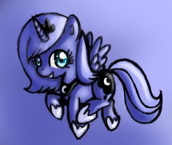 Size: 615x519 | Tagged: safe, artist:littlehappypanda, princess luna, g4, female, filly, solo, woona, younger