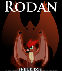 Size: 754x861 | Tagged: safe, artist:faith-wolff, griffon, kaiju, fanfic:the bridge, black background, fanfic art, godzilla (series), griffonized, kaiju griffon, male, open beak, rodan, simple background, solo, species swap, spread wings, wings