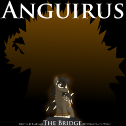 Size: 1116x1118 | Tagged: safe, artist:faith-wolff, earth pony, kaiju, kaiju pony, pony, fanfic:the bridge, anguirus, black background, cover, fanfic art, godzilla (series), male, ponified, simple background, solo, spikes, stallion