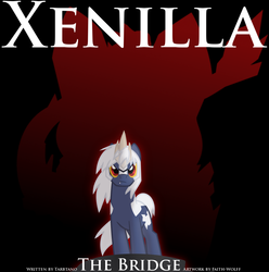 Size: 986x994 | Tagged: safe, artist:faith-wolff, kaiju, kaiju pony, fanfic:the bridge, colored sclera, cover, fanfic art, godzilla (series), horn, male, ponified, solo, spacegodzilla, stallion, tricorn, xenilla, yellow sclera